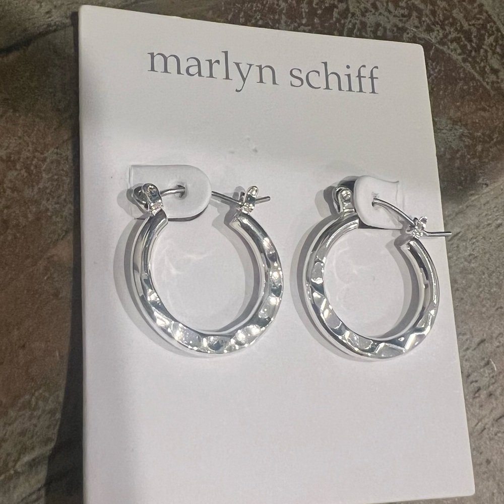Marlyn Schiff Small Silver Hoops NEW